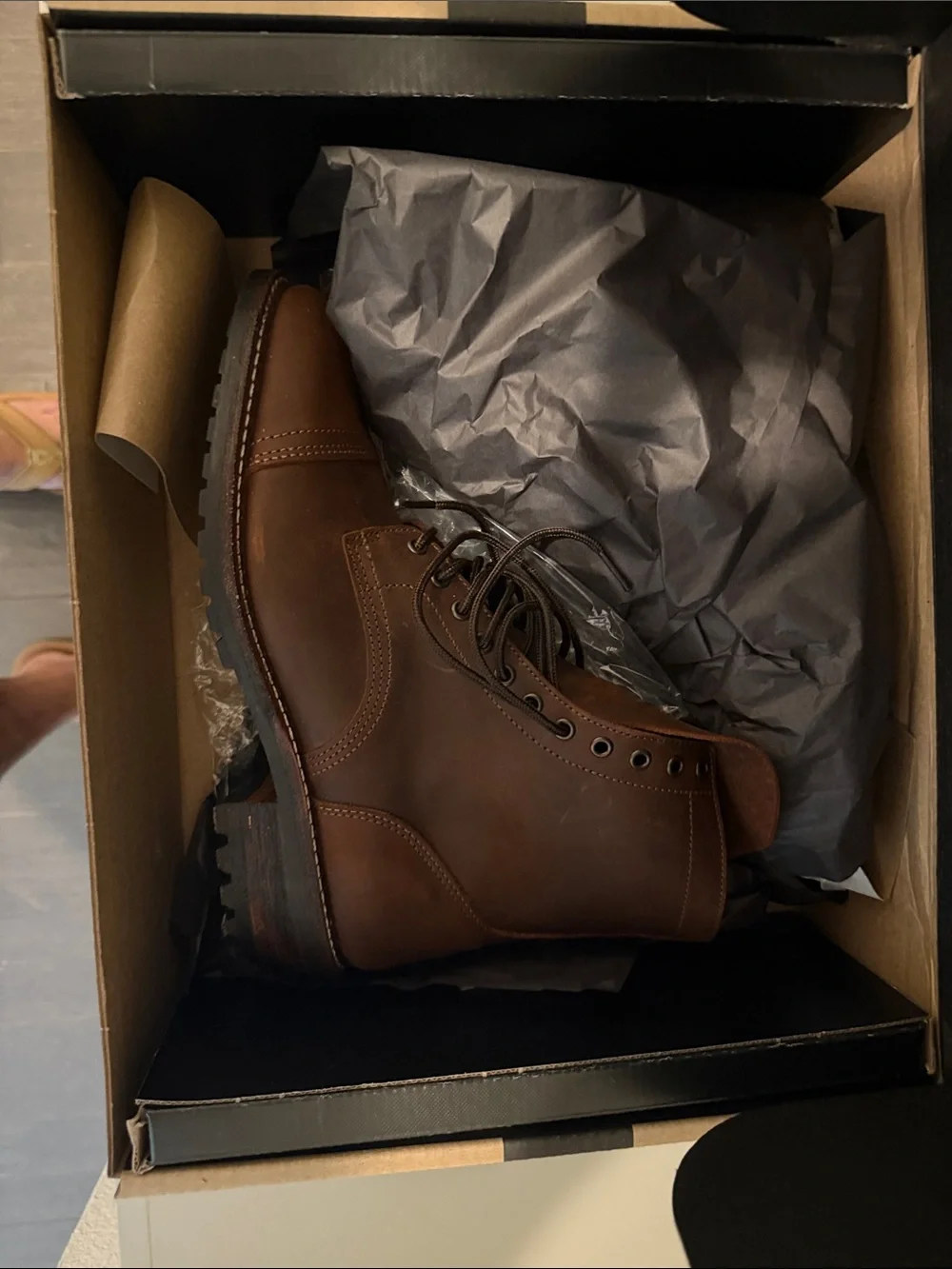 Men's Brown Leather Lace-Up Work Boot